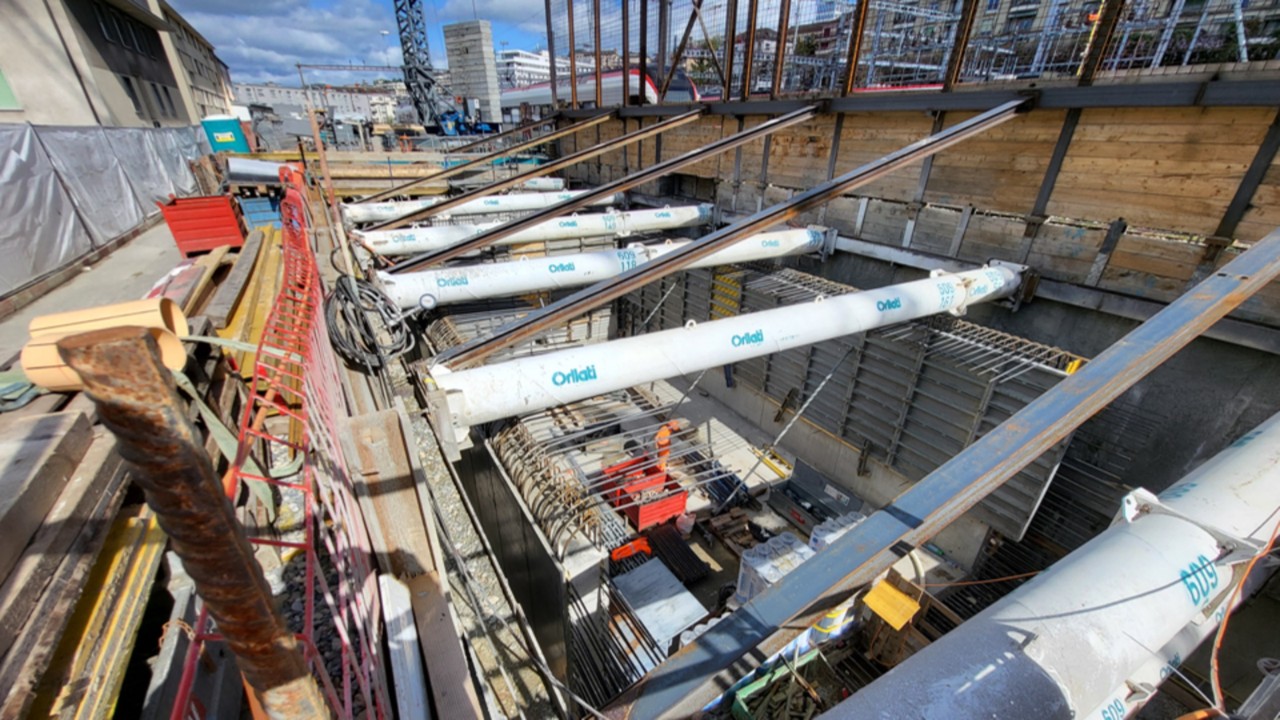 Photo de chantier pour les travaux du bassin de rétention des eaux dans le quartier de Jurigoz.