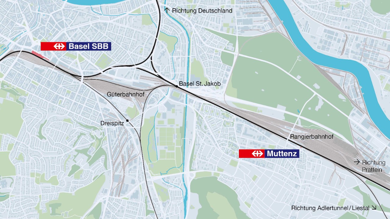 Grafik Strecken Basel-Muttenz