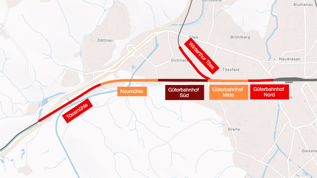 Die Grafik zeigt die verschiedenen Baubereiche, die in der Tabelle unten aufgeführt sind. 